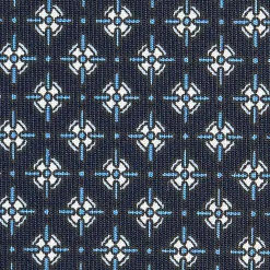 CRAVATTA SARTORIALE CLASSICA IN SETA BLU SCURO Microfantasia fiore