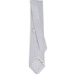 CRAVATTA SARTORIALE CLASSICA IN SETA BIANCO Microfantasia fiore