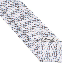 CRAVATTA SARTORIALE CLASSICA IN SETA BIANCO Microfantasia fiore