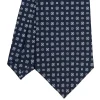 CRAVATTA SARTORIALE CLASSICA IN SETA BLU SCURO Microfantasia fiore