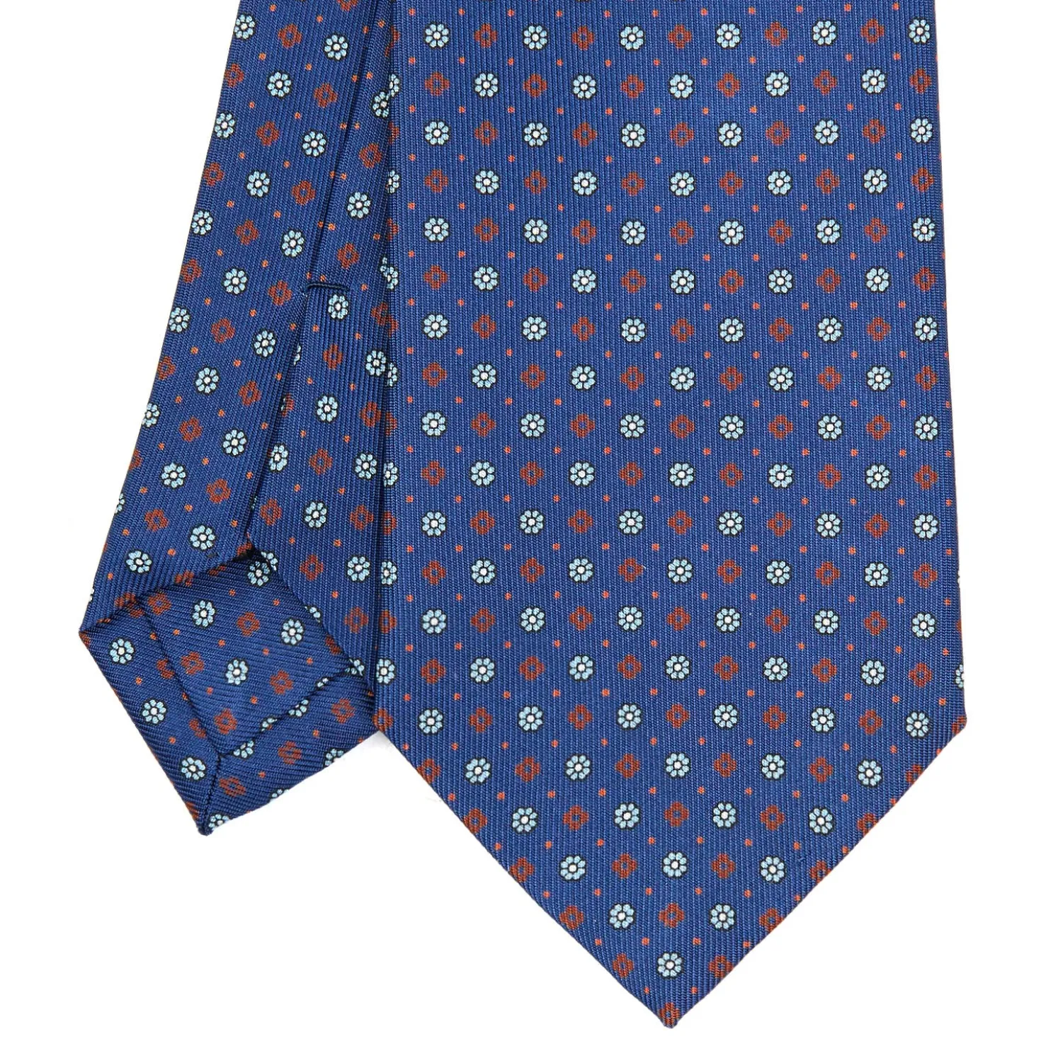 CRAVATTA SARTORIALE CLASSICA IN SETA BLU Microfantasia fiore