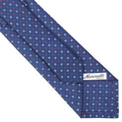 CRAVATTA SARTORIALE CLASSICA IN SETA BLU Microfantasia fiore