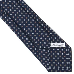 CRAVATTA SARTORIALE CLASSICA IN SETA BLU SCURO Microfantasia fiore