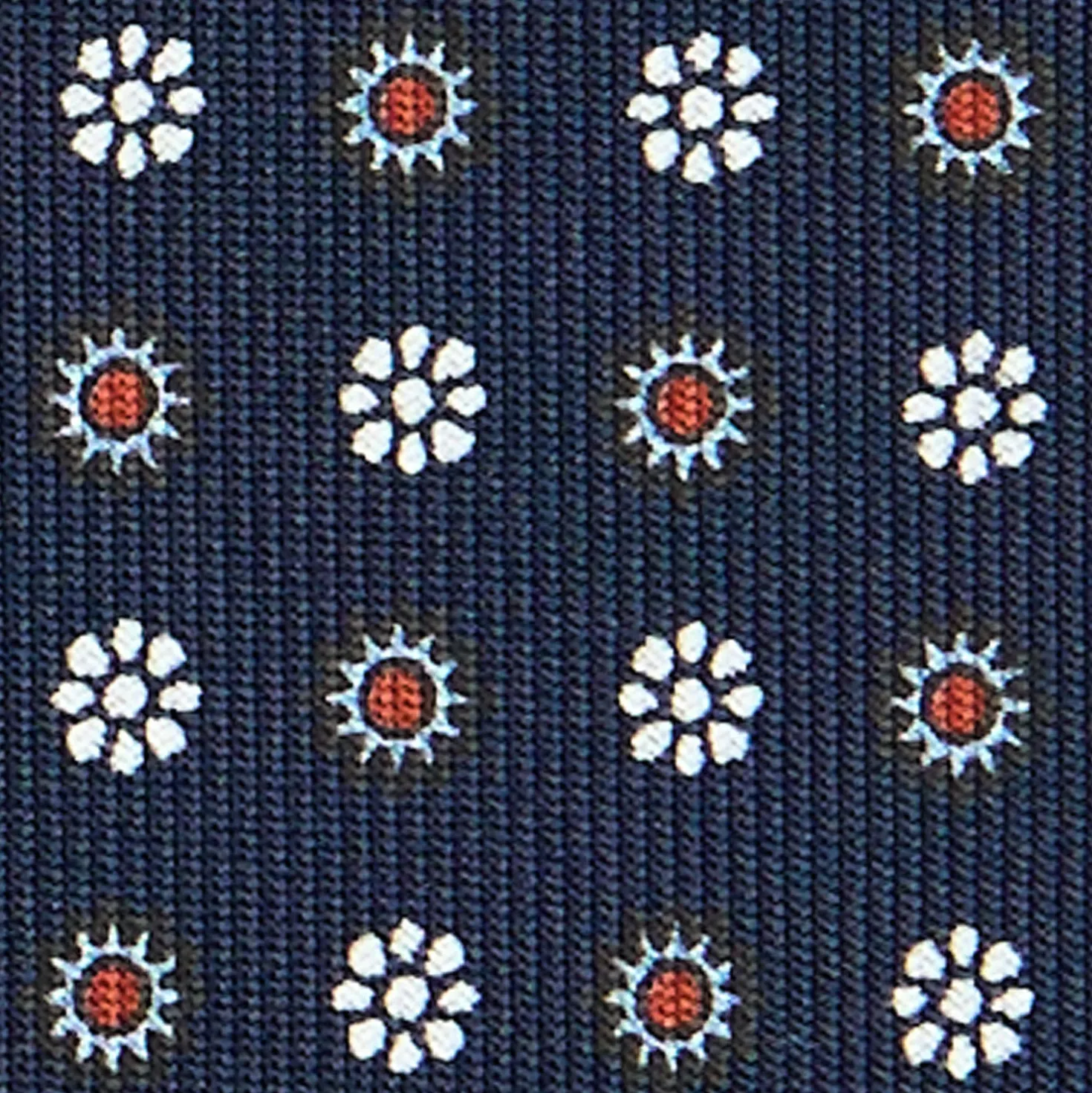 CRAVATTA SARTORIALE CLASSICA IN SETA BLU SCURO Microfantasia fiore