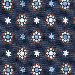 CRAVATTA SARTORIALE CLASSICA IN SETA BLU SCURO Microfantasia fiore
