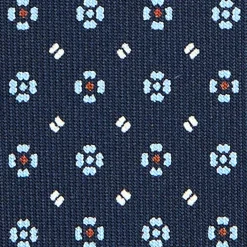 CRAVATTA SARTORIALE CLASSICA IN SETA BLU SCURO Microfantasia fiore