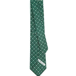 CRAVATTA SARTORIALE CLASSICA IN SETA VERDE SCURO Microfantasia fiore