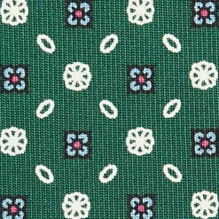 CRAVATTA SARTORIALE CLASSICA IN SETA VERDE SCURO Microfantasia fiore