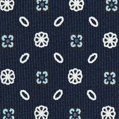 CRAVATTA SARTORIALE CLASSICA IN SETA BLU SCURO Microfantasia fiore