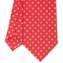 CRAVATTA SARTORIALE CLASSICA IN SETA ROSSA Microfantasia fiore