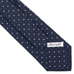 CRAVATTA SARTORIALE CLASSICA IN SETA BLU SCURO Microfantasia fiore