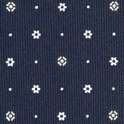 CRAVATTA SARTORIALE CLASSICA IN SETA BLU SCURO Microfantasia fiore
