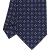 CRAVATTA SARTORIALE CLASSICA IN SETA BLU SCURO Microfantasia fiore