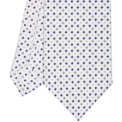 CRAVATTA SARTORIALE CLASSICA IN SETA BIANCA Microfantasia fiore