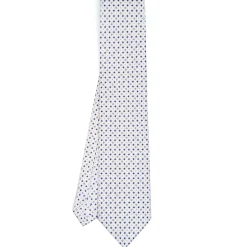 CRAVATTA SARTORIALE CLASSICA IN SETA BIANCA Microfantasia fiore