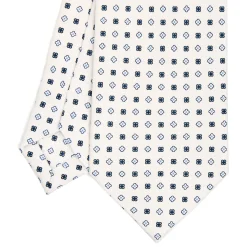 CRAVATTA SARTORIALE CLASSICA IN SETA BIANCA Microfantasia fiore