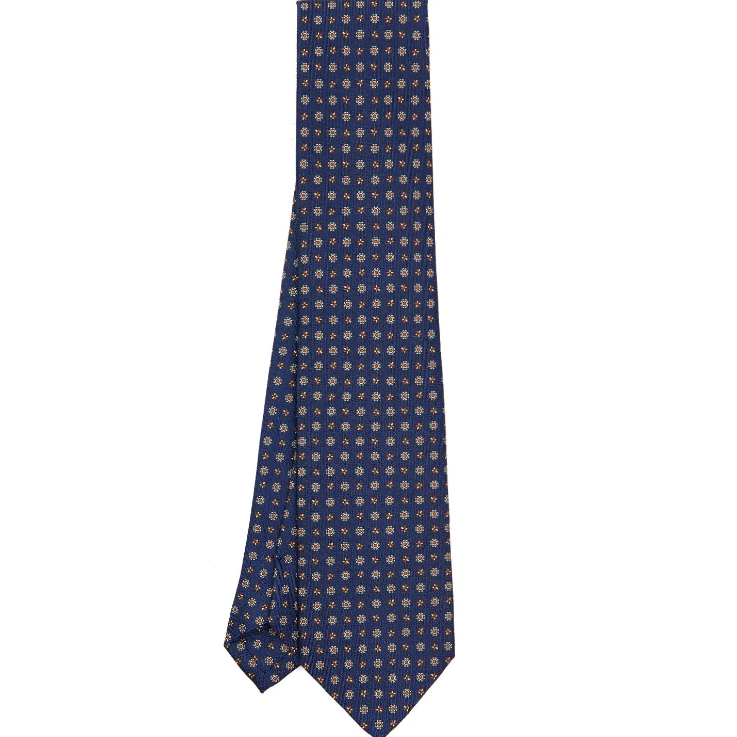 CRAVATTA SARTORIALE CLASSICA IN SETA BLU Microfantasia fiore