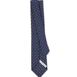 CRAVATTA SARTORIALE CLASSICA IN SETA BLU Microfantasia fiore