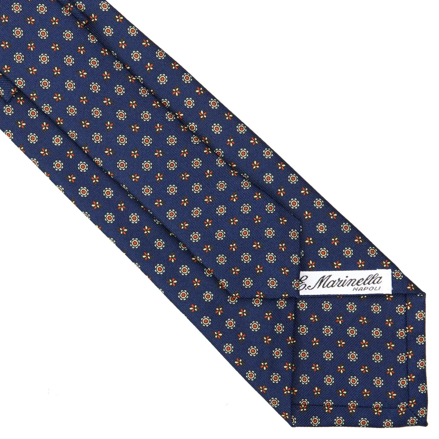 CRAVATTA SARTORIALE CLASSICA IN SETA BLU Microfantasia fiore