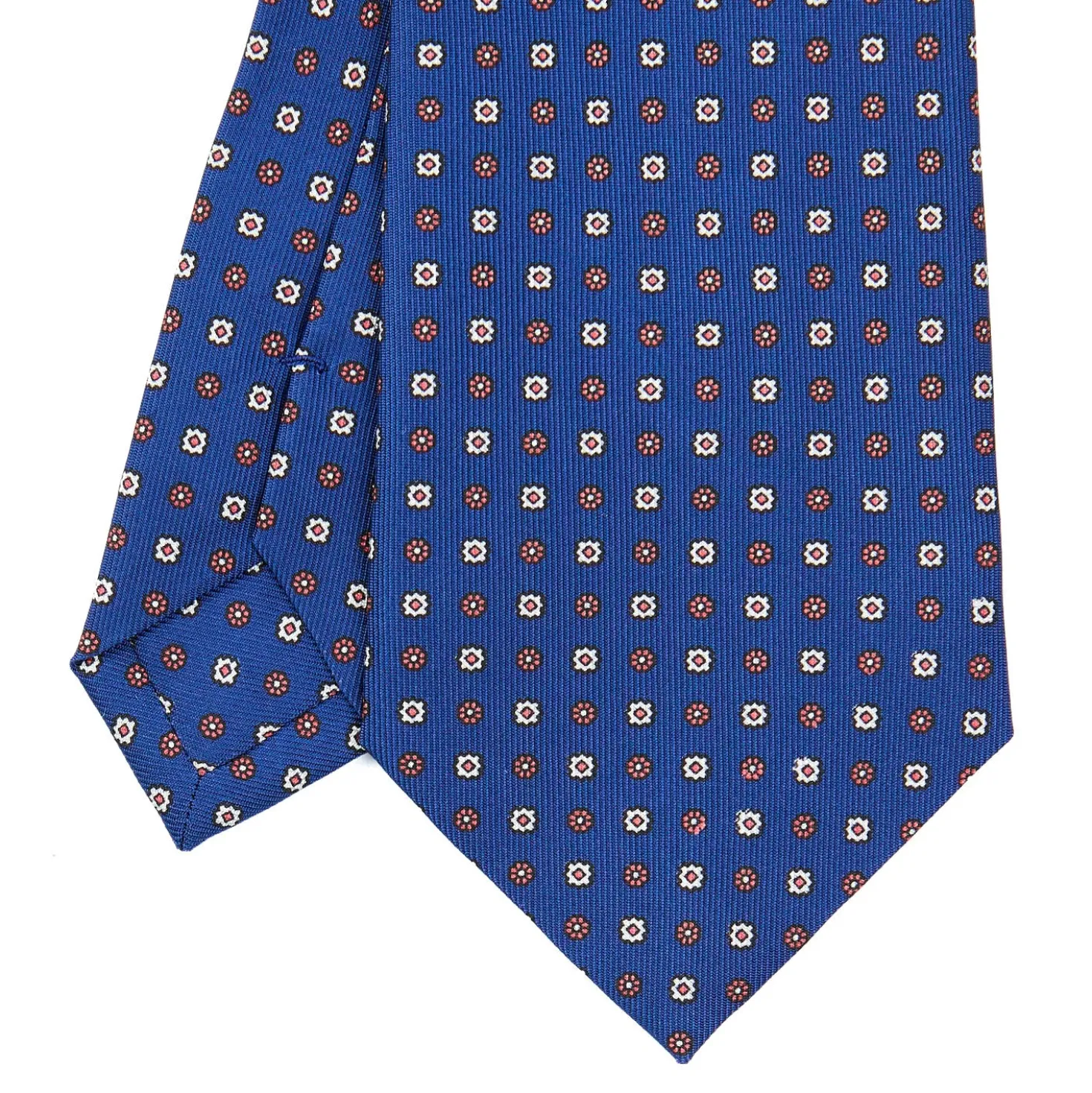 CRAVATTA SARTORIALE CLASSICA IN SETA BLU Microfantasia fiore