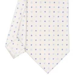 CRAVATTA SARTORIALE CLASSICA IN SETA BIANCA Microfantasia fiore