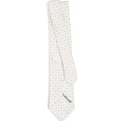 CRAVATTA SARTORIALE CLASSICA IN SETA BIANCA Microfantasia fiore