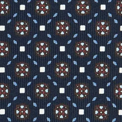 CRAVATTA SARTORIALE CLASSICA IN SETA BLU SCURO Microfantasia fiore