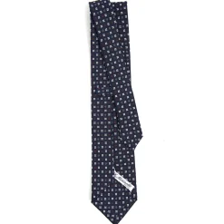CRAVATTA SARTORIALE CLASSICA IN SETA BLU SCURO Microfantasia fiore