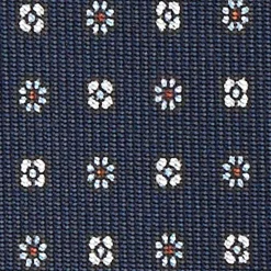 CRAVATTA SARTORIALE CLASSICA IN SETA BLU SCURO Microfantasia fiore