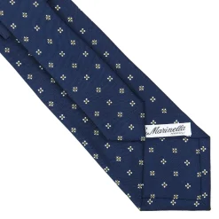 CRAVATTA SARTORIALE CLASSICA IN SETA BLU SCURO Microfantasia fiore