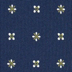 CRAVATTA SARTORIALE CLASSICA IN SETA BLU SCURO Microfantasia fiore