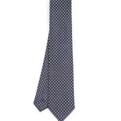 CRAVATTA SARTORIALE CLASSICA IN SETA BLU SCURO Microfantasia