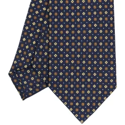 CRAVATTA SARTORIALE CLASSICA IN SETA BLU SCURO Microfantasia fiore