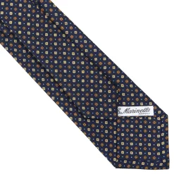 CRAVATTA SARTORIALE CLASSICA IN SETA BLU SCURO Microfantasia fiore
