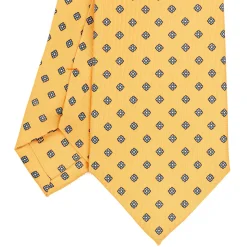 CRAVATTA SARTORIALE CLASSICA IN SETA GIALLA Microfantasia fiore