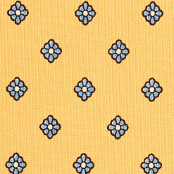 CRAVATTA SARTORIALE CLASSICA IN SETA GIALLA Microfantasia fiore