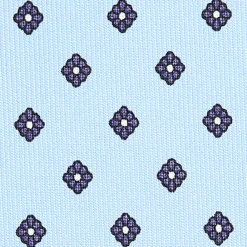 CRAVATTA SARTORIALE CLASSICA IN SETA AZZURRA Microfantasia fiore