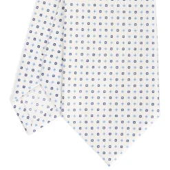 CRAVATTA SARTORIALE CLASSICA IN SETA BIANCO Microfantasia fiore