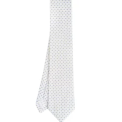 CRAVATTA SARTORIALE CLASSICA IN SETA BIANCO Microfantasia fiore