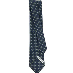 CRAVATTA SARTORIALE CLASSICA IN SETA BLU SCURO Microfantasia fiore