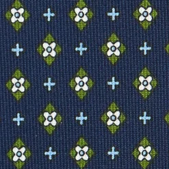 CRAVATTA SARTORIALE CLASSICA IN SETA BLU SCURO Microfantasia fiore