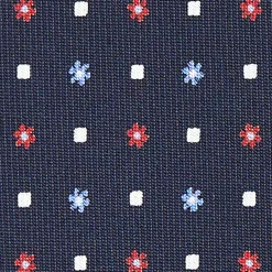 CRAVATTA SARTORIALE CLASSICA IN SETA BLU SCURO Microfantasia fiore