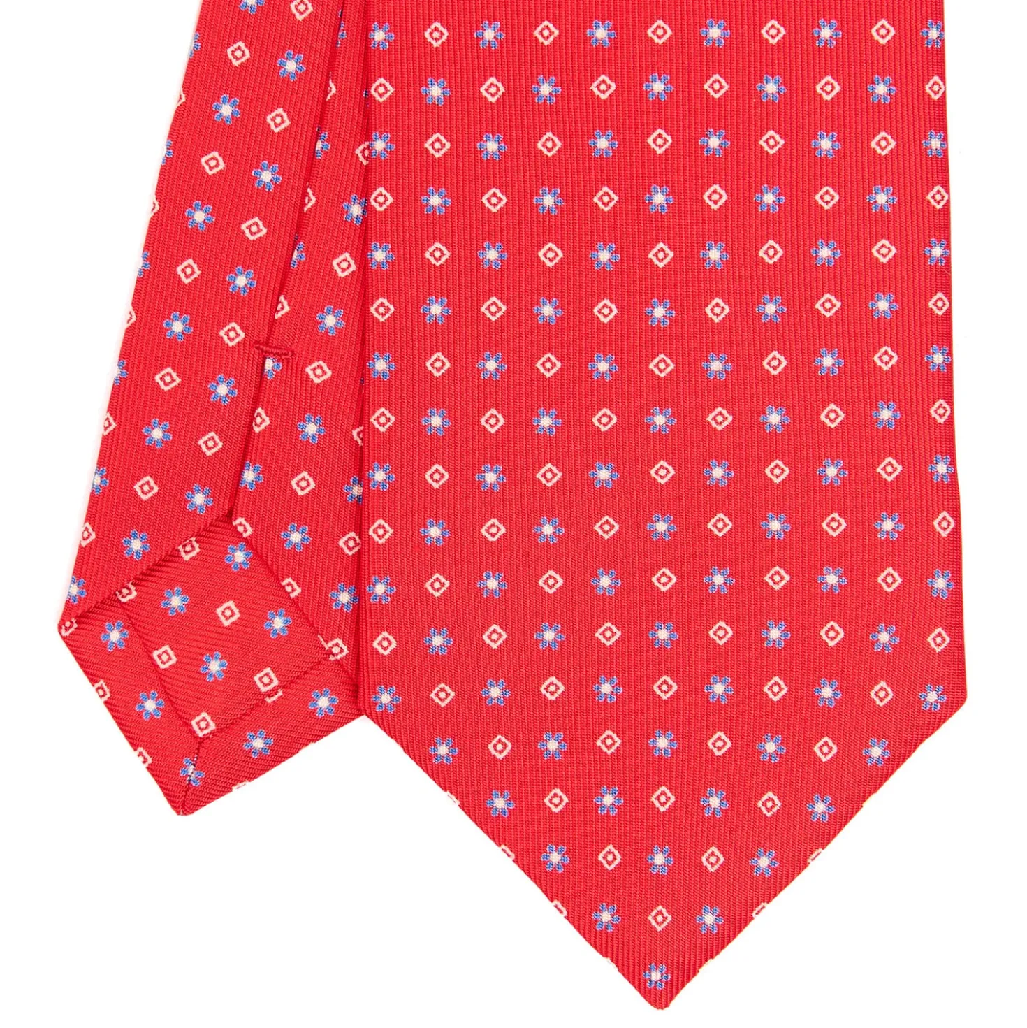 CRAVATTA SARTORIALE CLASSICA IN SETA ROSSA Microfantasia fiore