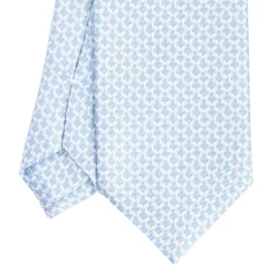 CRAVATTA SARTORIALE CLASSICA IN SETA AZZURRA Microfantasia m geometrica
