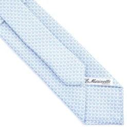 CRAVATTA SARTORIALE CLASSICA IN SETA AZZURRA Microfantasia m geometrica