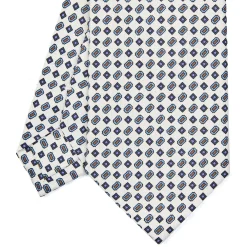 CRAVATTA SARTORIALE CLASSICA IN SETA BIANCA Microfantasia fiore
