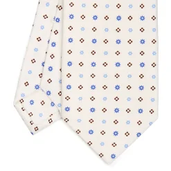 CRAVATTA SARTORIALE CLASSICA IN SETA BIANCA Microfantasia fiore