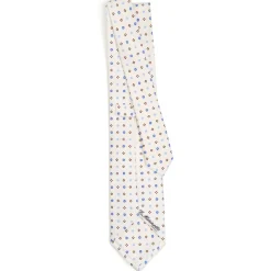 CRAVATTA SARTORIALE CLASSICA IN SETA BIANCA Microfantasia fiore