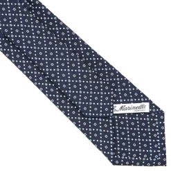 CRAVATTA SARTORIALE CLASSICA IN SETA BLU SCURO Microfantasia fiore