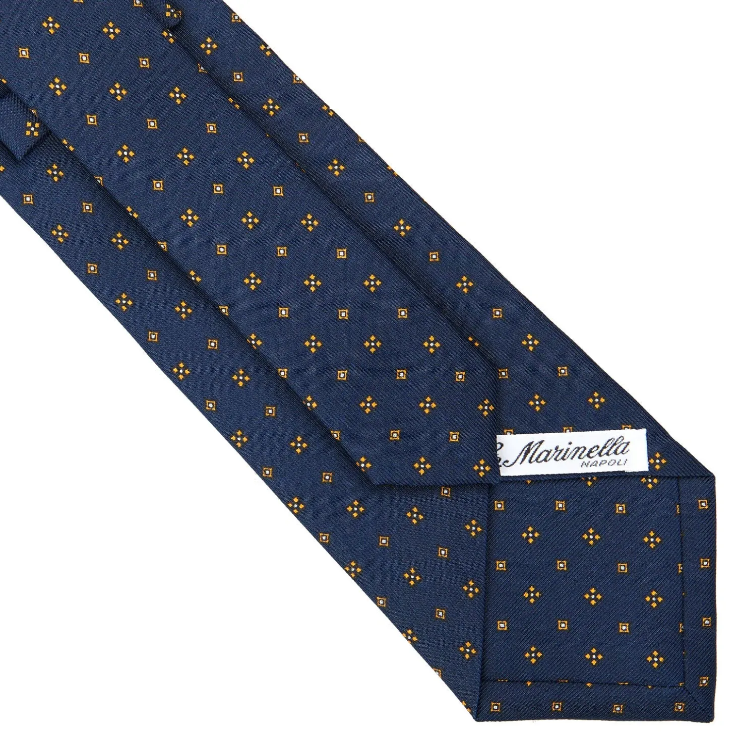CRAVATTA SARTORIALE CLASSICA IN SETA BLU SCURO Microfantasia fiore